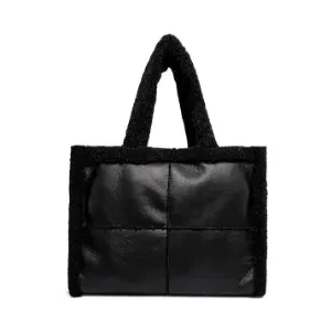 Like Dreams Large Sherpa Tote Bag, Inner Pocket Vegan Leather, Large Tote Hand bags for Women