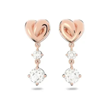 SWAROVSKI Lifelong Heart Necklace, Earrings, and Bracelet Crystal Jewelry Collection, Rose Gold & Rhodium Tone Finish